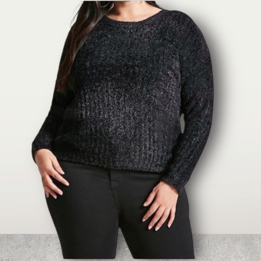 NEW•2X•Midnight Black or Chocolate Plum FauxFur Velvety Soft Sweater